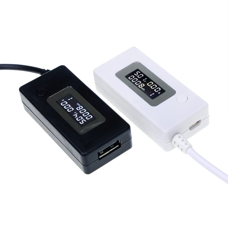White USB Power Capacity Tester Voltage Amps Meter LCD Panel Monitor Gauge Voltmeter Ammeter - Image 4